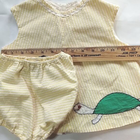 Vintage The Baby Duds of Oklahoma Yellow Seersucker Baby Summer Set *read - Picture 5 of 9
